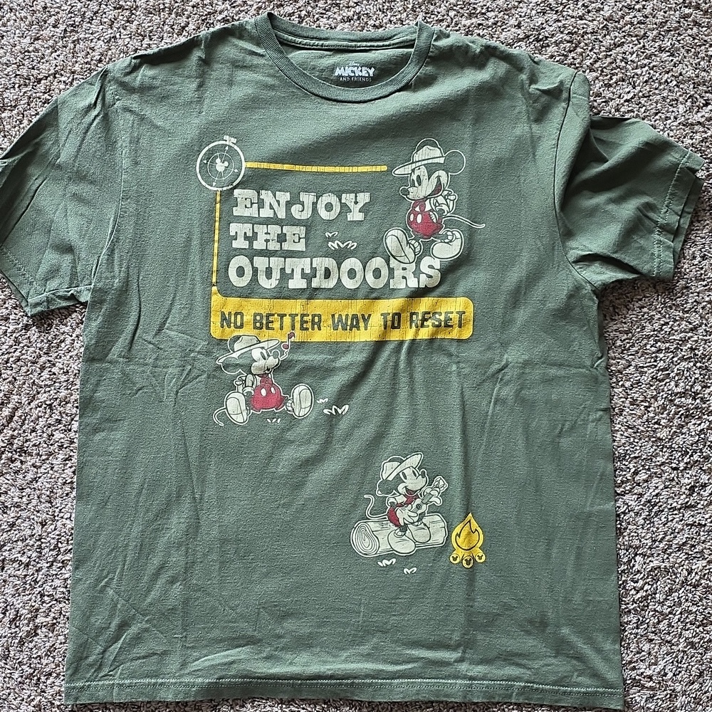 Disney Olive Green 'Enjoy The Outdoors' Mickey Graphic Tee